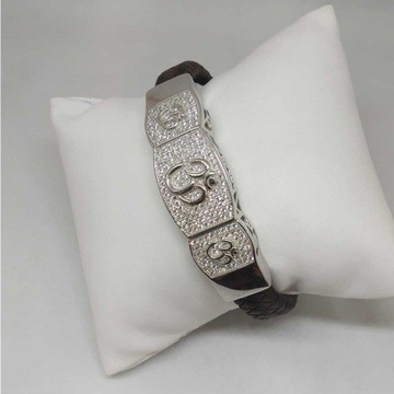 92.5 STERLING SILVER LEATHER GENTS BRACELET by 