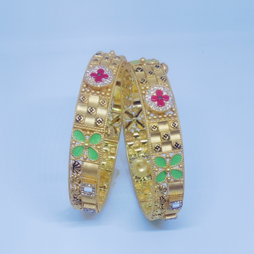 916 Gold Antique Colorful Bangles by 