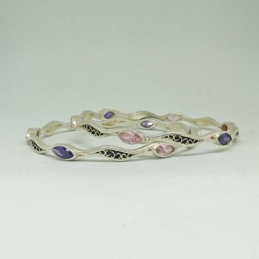 925 sterling silver stone design bangle