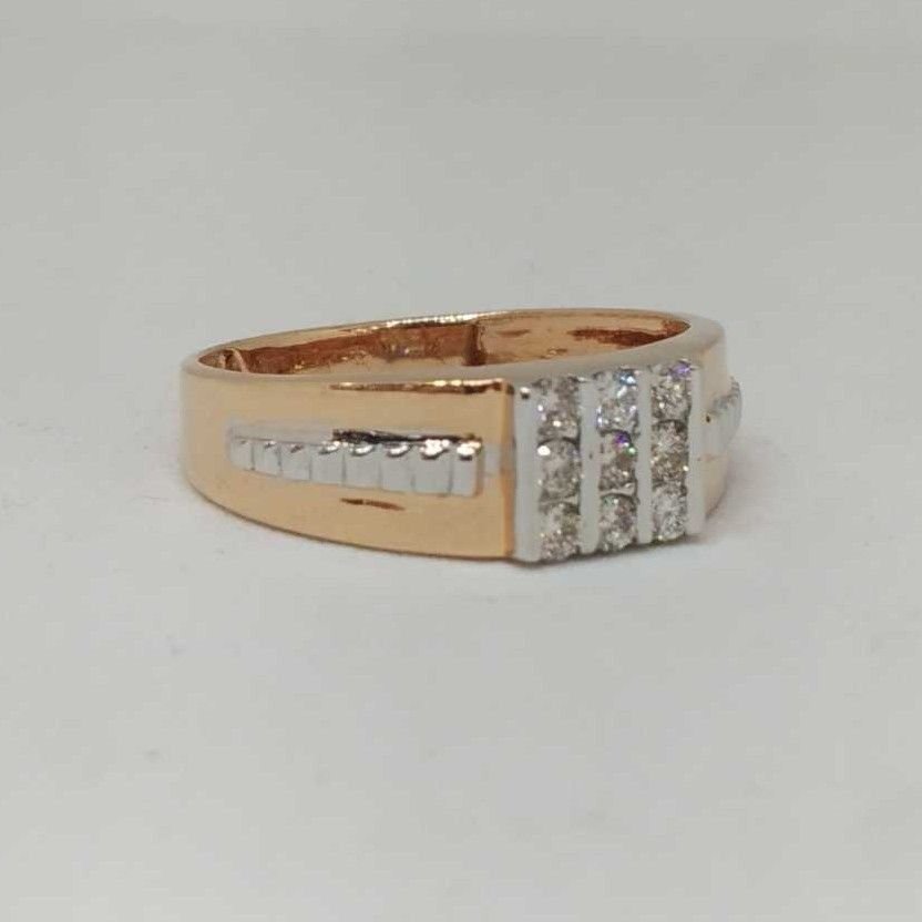 Real diamond rose gold gents ring