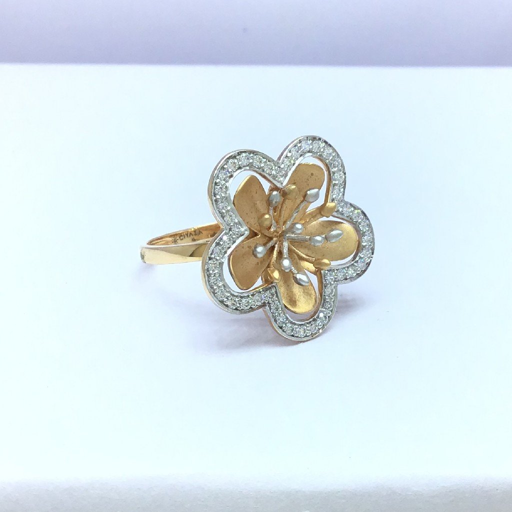 fancy rose gold flower ladies ring