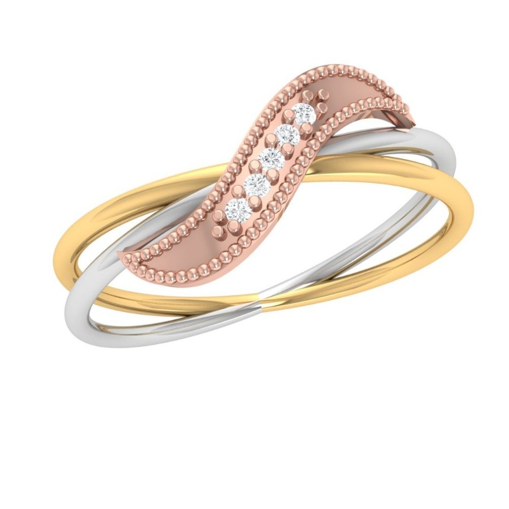 22K Gold Designer Triple Tone Ring For Women JJ-R10