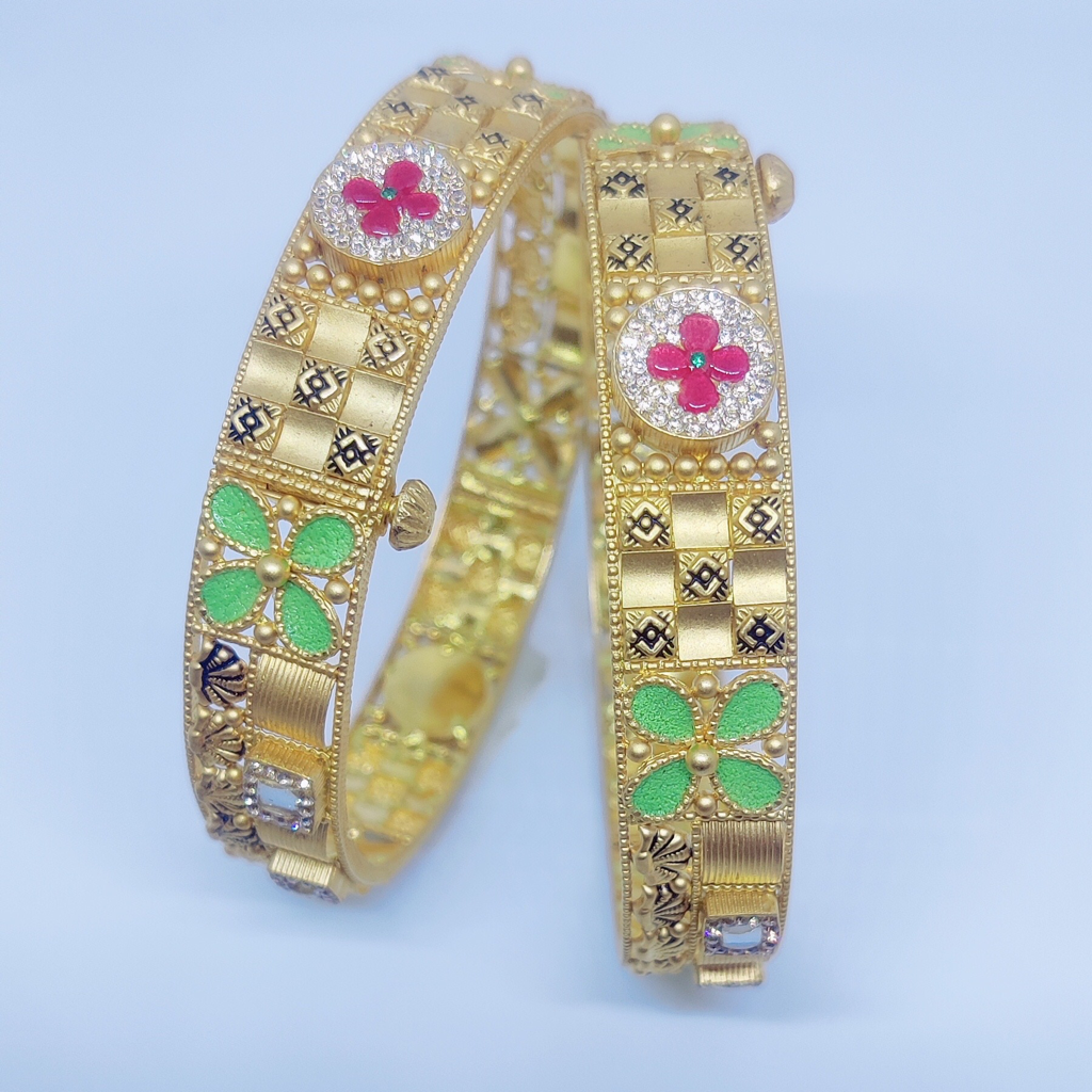916 Gold Antique Colorful Bangles