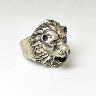 925 Sterling Silver Oxides Lion Designed Gents Ring