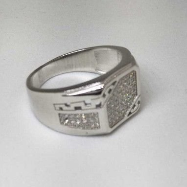925 Sterling Silver AD Diamond Casual Gents Ring