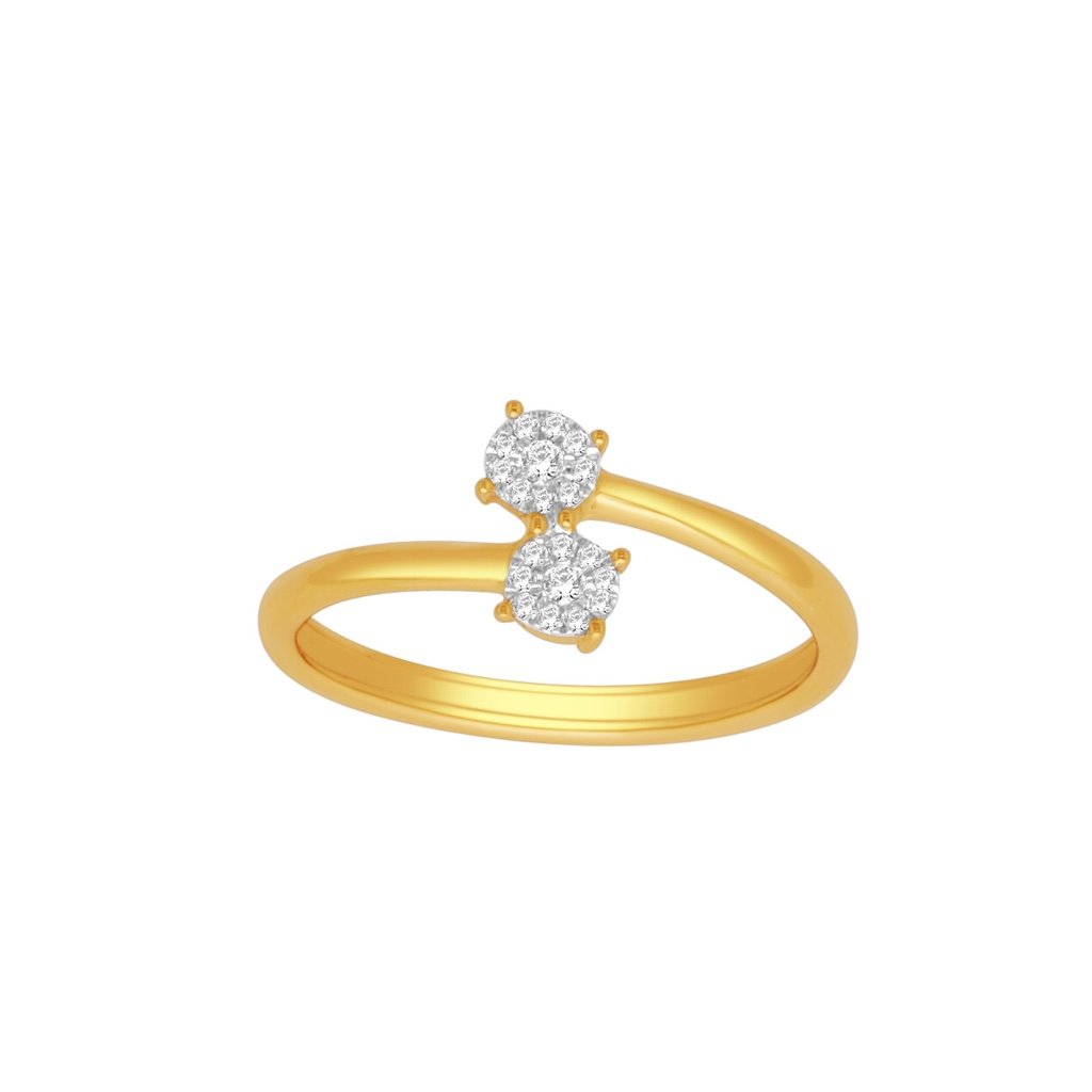 Double Heart Diamond Ring - Genuine Ladies 14K Gold Ring