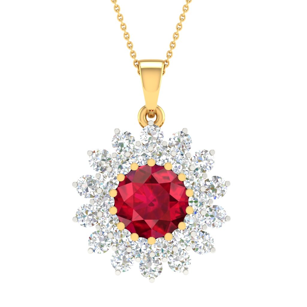 Real diamond fancy stone pendant