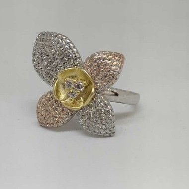 925 Sterling Silver Designer Flower Ladies Ring