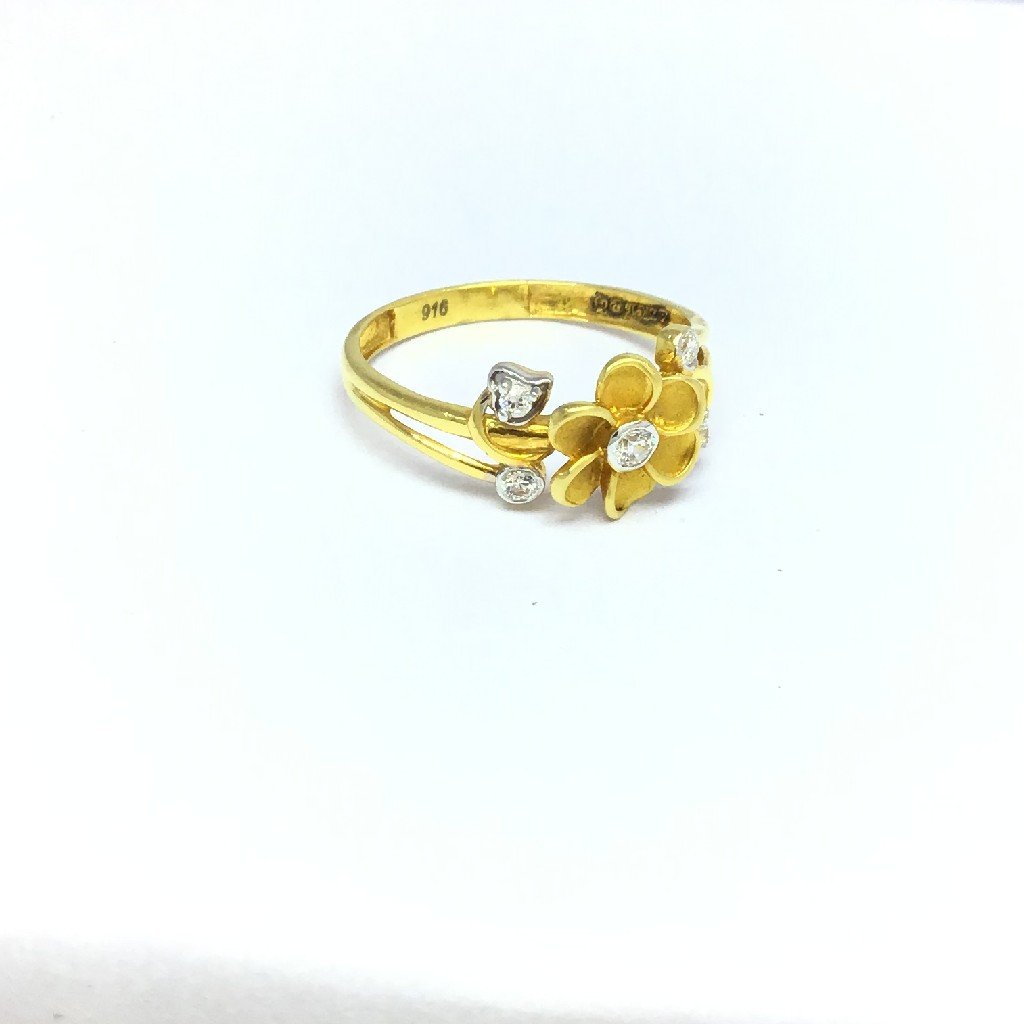 fancy flower gold ladies ring