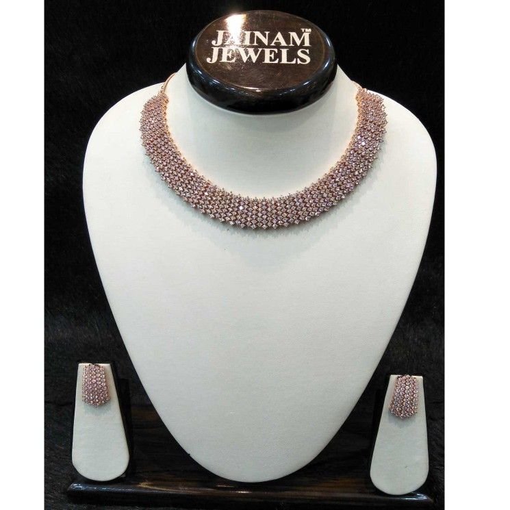 Rose designed diamond 1gram necklace