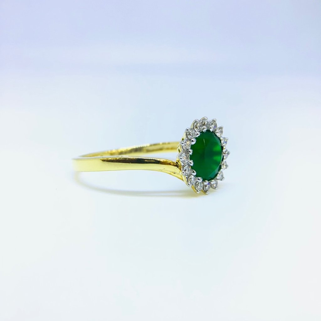 Emerald Engagement Ring Princess Cut Diamond Engagement Ring 14K White –  JewelryArtworkByVick