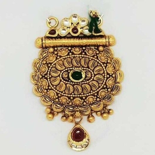 22 KT Gold Rajwadi Antique Pendant