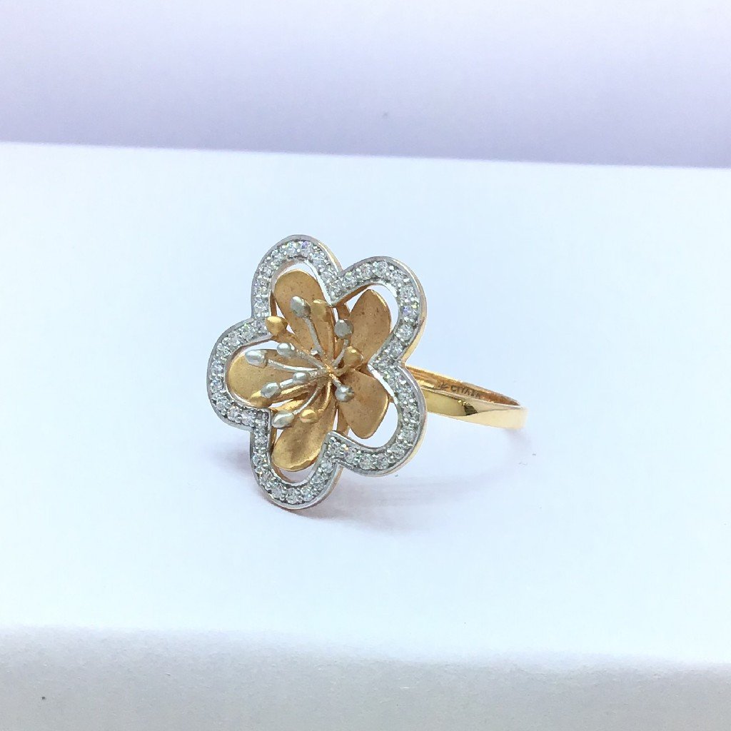 fancy rose gold flower ladies ring