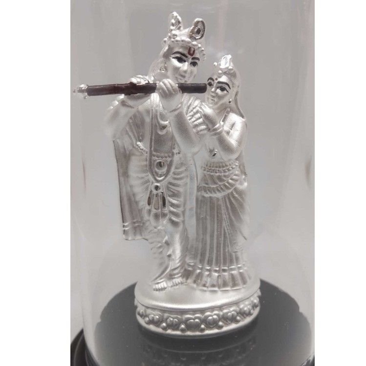 999 pure silver radha-krishna idols