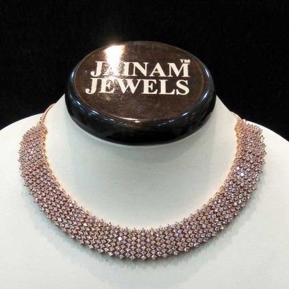 Rose designed diamond 1gram necklace