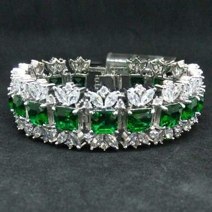 Green diamond designed 1 gram ladies bracelet