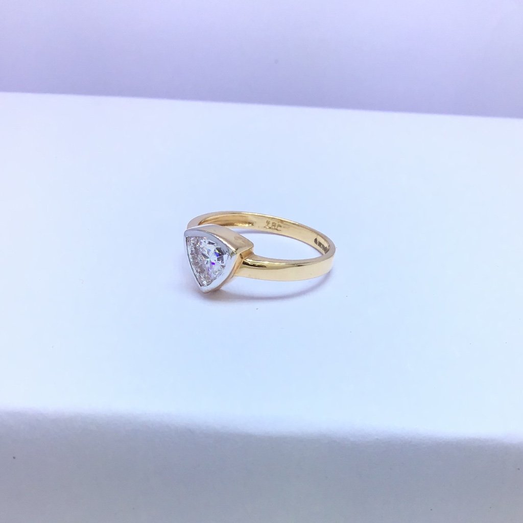 triangle solitaire rose gold ladies ring
