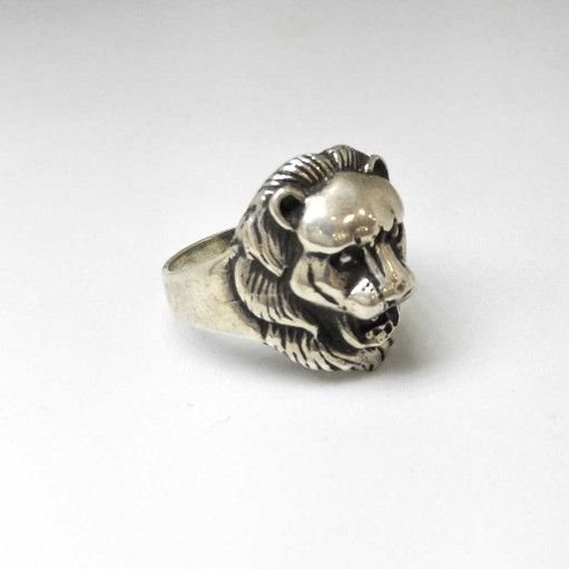 925 Sterling Silver Oxides Lion Gents Ring