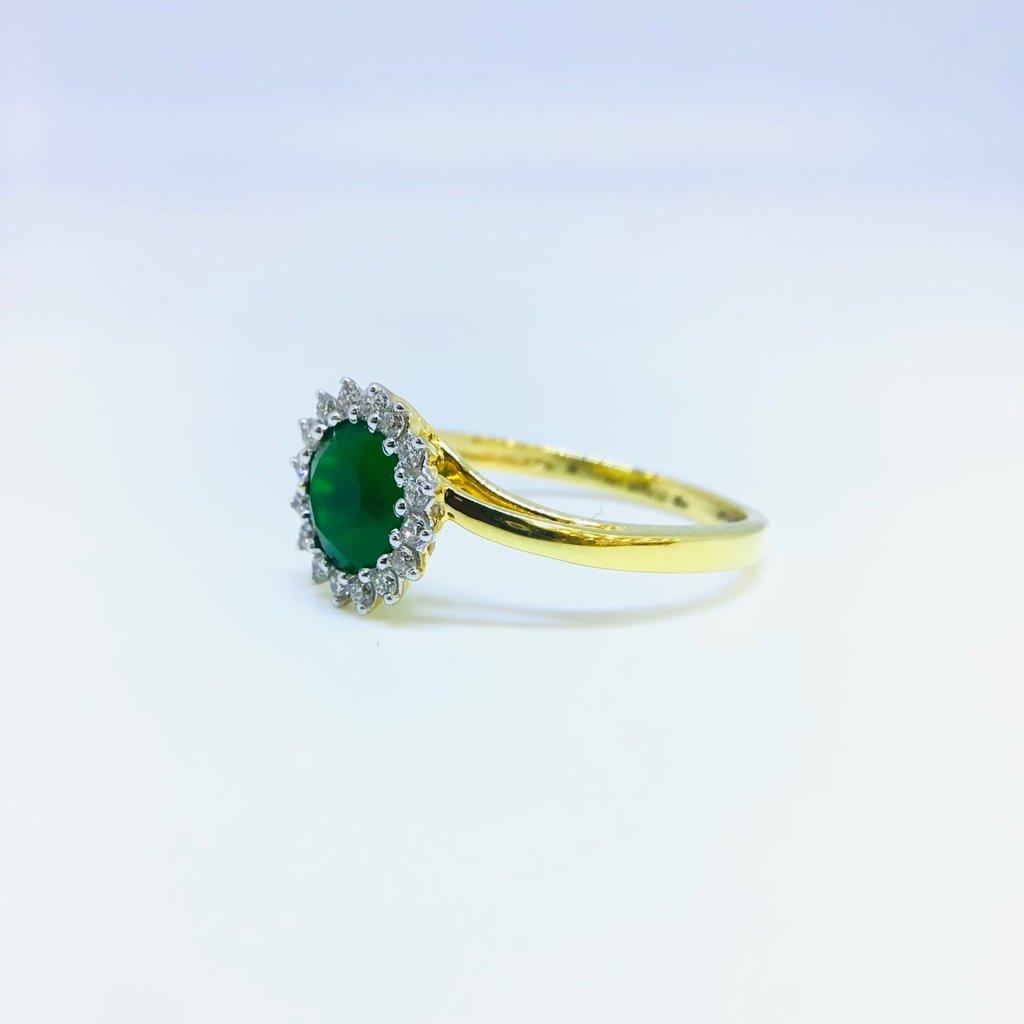 DESIGNING FANCY REAL DIAMOND GREEN STONE RING