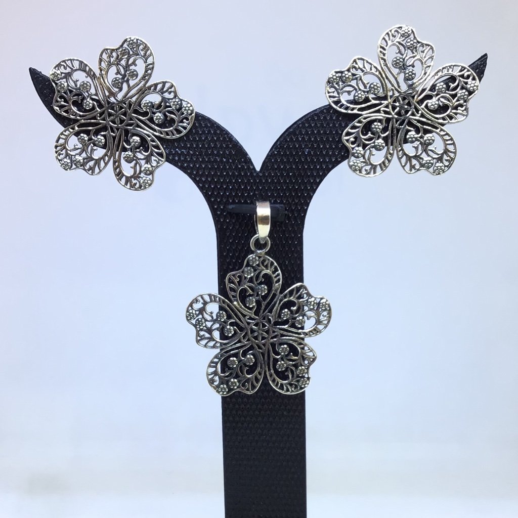 FANCY 925 OXIDISED PENDANT SET