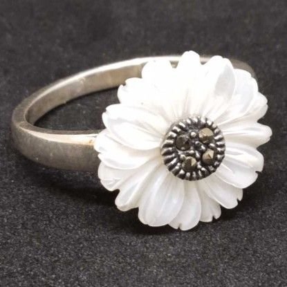 925 Sterling Silver White Flower Ladies Ring